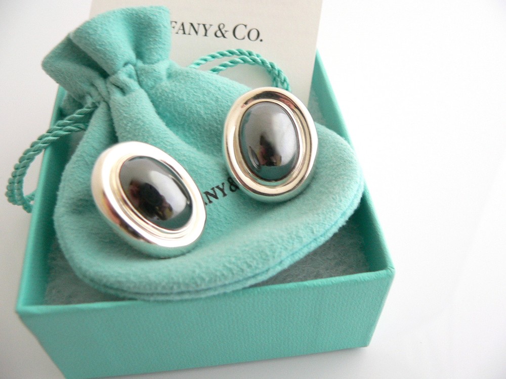 Tiffany & Co Hematite Earrings Gemstone Pierced Gift Pouch Love Picasso T and Co