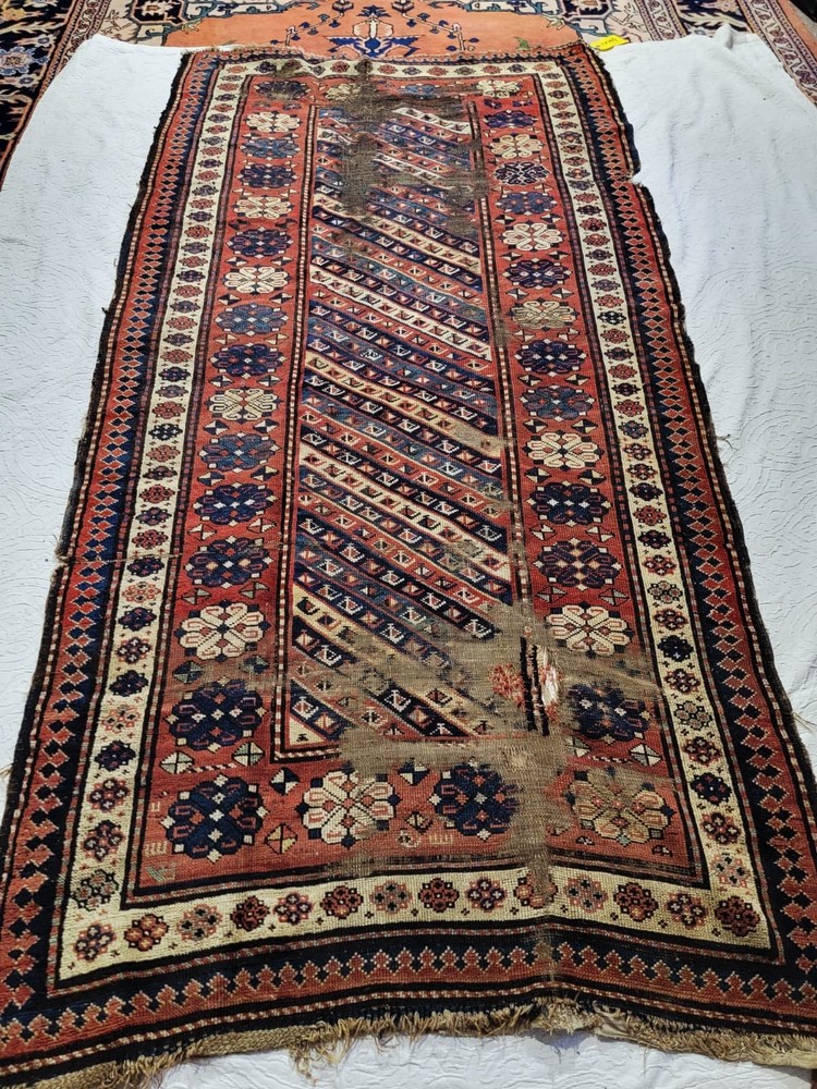Antique Caucasian Hand Knotted Wool Runner 4x8 Shirvan Kuba Tribal