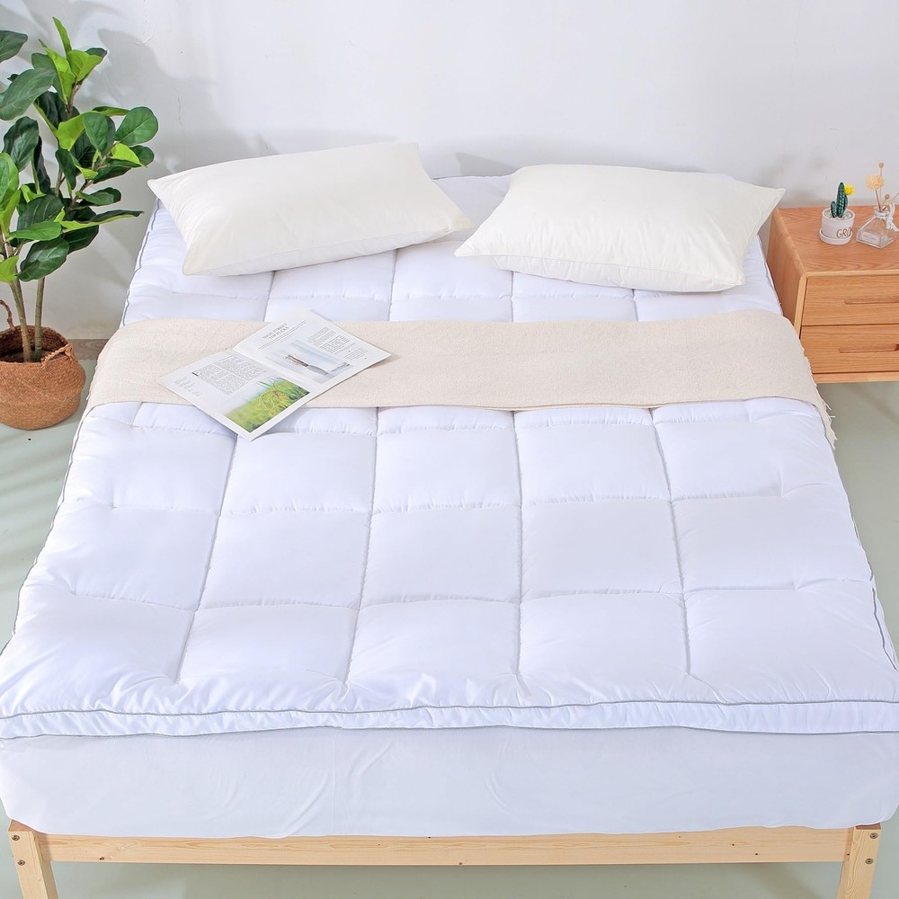 Microfiber Mattress Topper Mattress Pad Pillow Cover Quilted Fitted Mattress ...