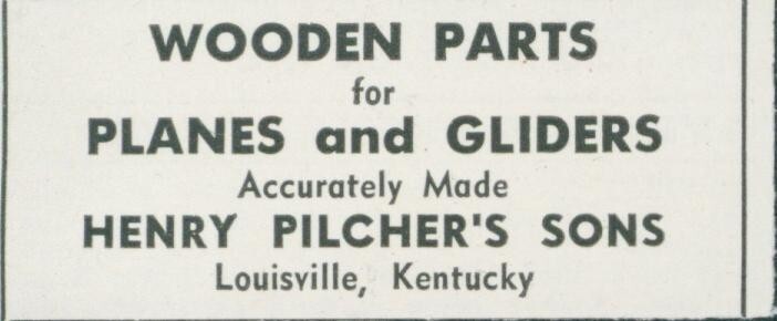 1943 WWII Wooden Glider Parts Ad by Henry Pilcher's Sons Louisville KY