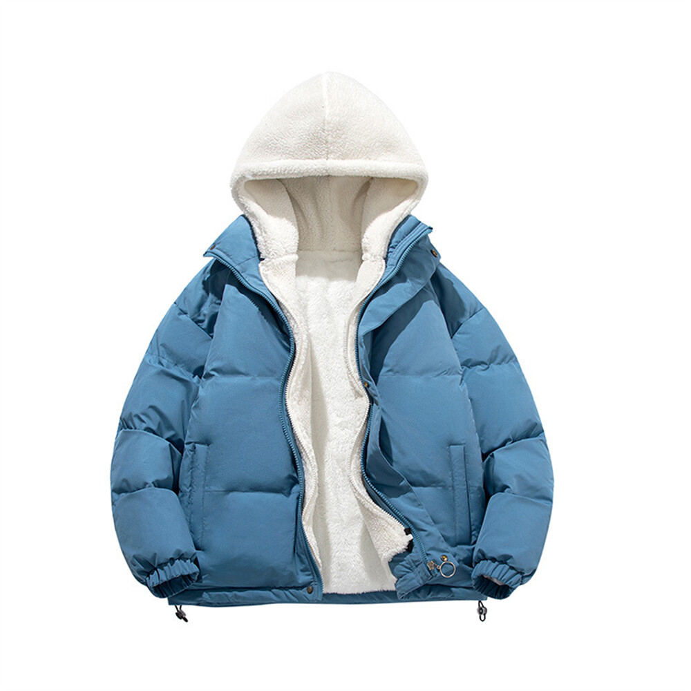 Men's Warm Winter Cotton Padded Jacket Fleece Lined Jacket Casual Zipper Coat