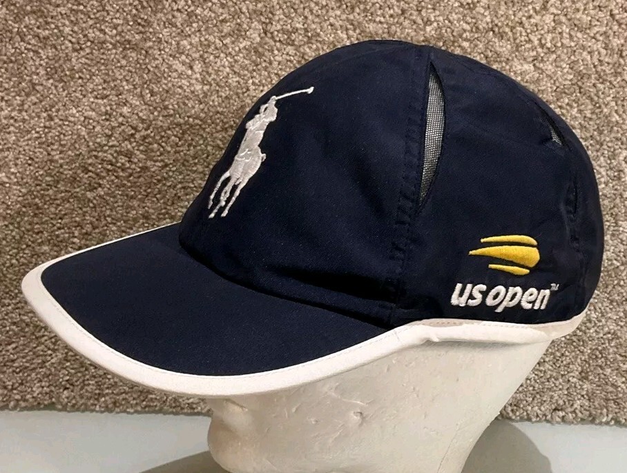 Polo Ralph Lauren Mens Blue US Open Tennis Polyester Strapback Hat Cap Big Pony
