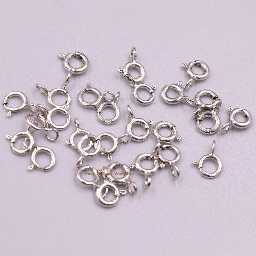 10pcs Real 925 Sterling Silver 5mm Spring Clasp DIY Chain Bracelet Connector