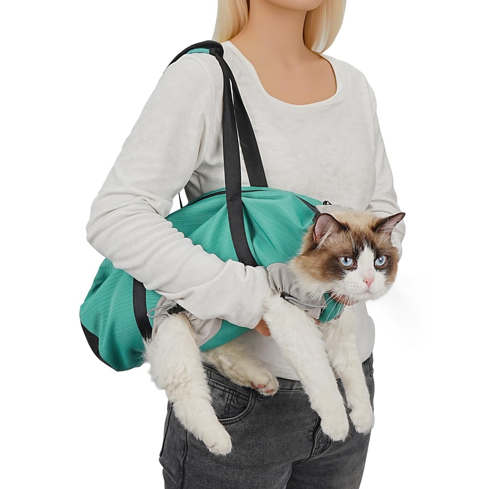 Soft Breathable Cat Carrier Pouch with Soothing Grooming Features