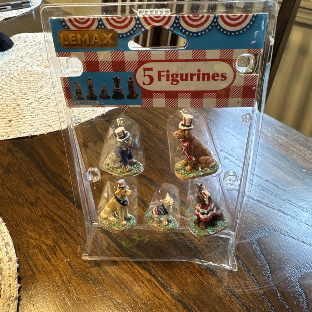 2018 Lemax Patriotic Puppies Figurine Set - 5-Piece Collection New