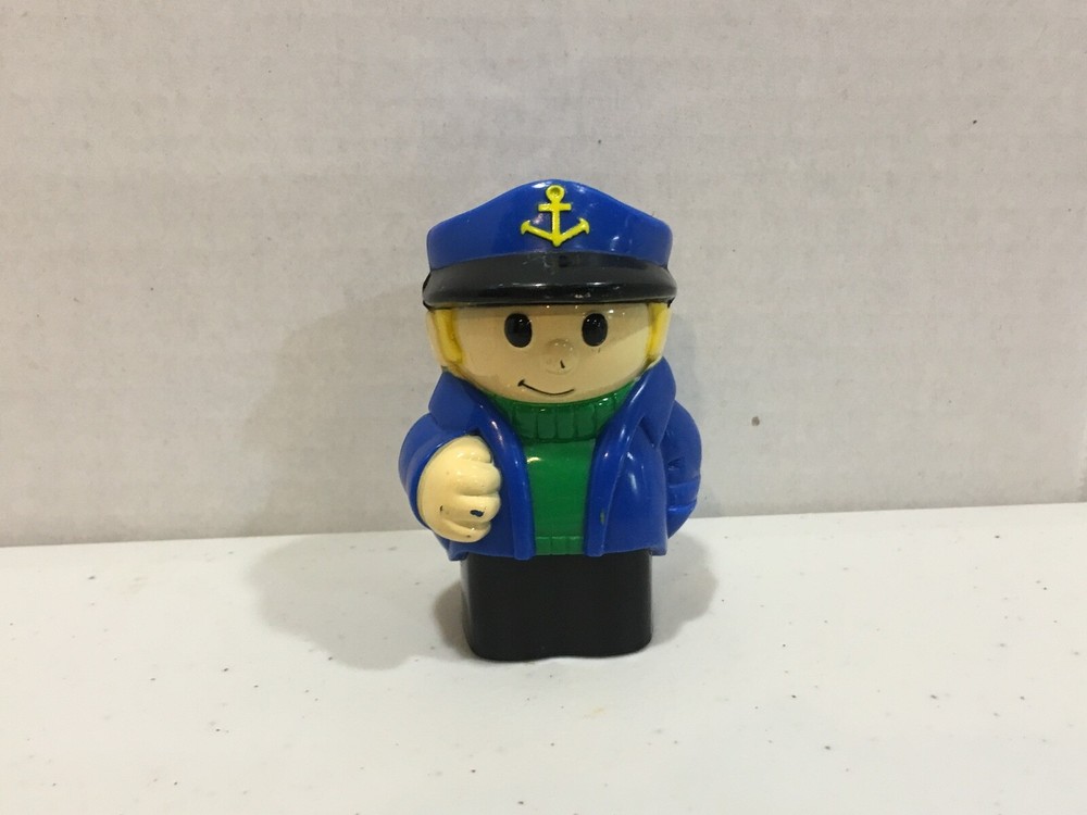 Vintage Mega Bloks Navy Sailor Captain Minifig with Blue Hat and Green Shirt