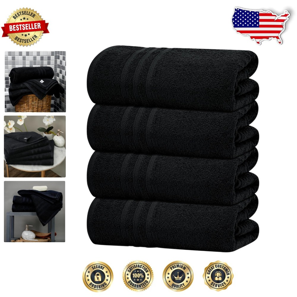 Soft Eco-Friendly 4-Pack Cotton Bath Towels 27x54 Inches Machine Washable
