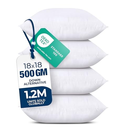 Throw Pillows (Set of White) – 18 x 18 Inches Down Alternative 18x18 Inch 4