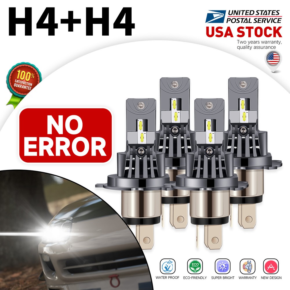 Cold White 6000K Headlight H4+H4 Combo DRL Bulbs Super Bright CANbus 20000LM New