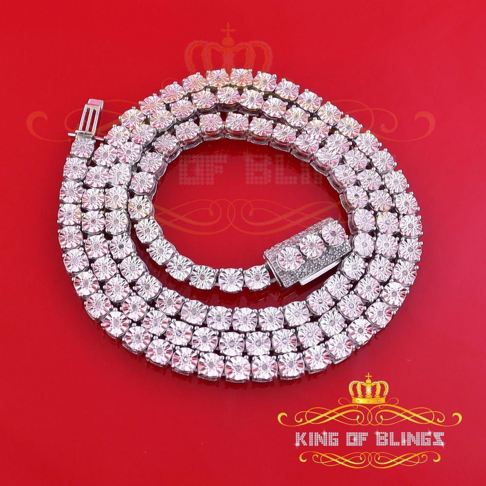 1.25CT Diamond Tennis Silver Necklace 22 Inch 4mm Wide  