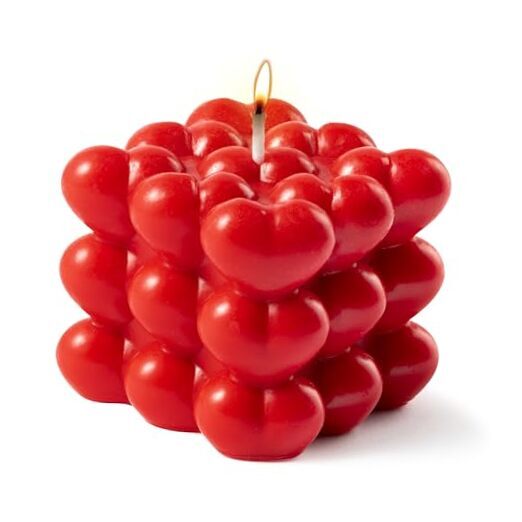 Heart Shape Candle Berry Scent, Valentines Day Love Red Bubble Candle from