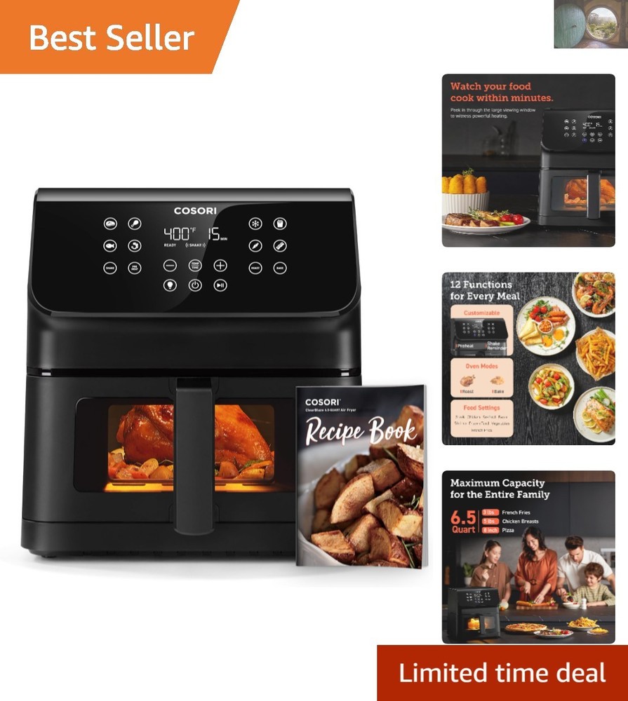 6.5 Quart Clear Window Air Fryer with Dishwasher-Safe Basket for Effortless Cooking