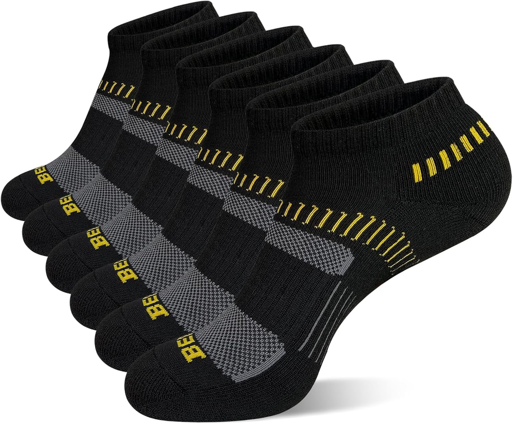 Men's Cushioned Running Socks - 6 Pack for Athletic Performance