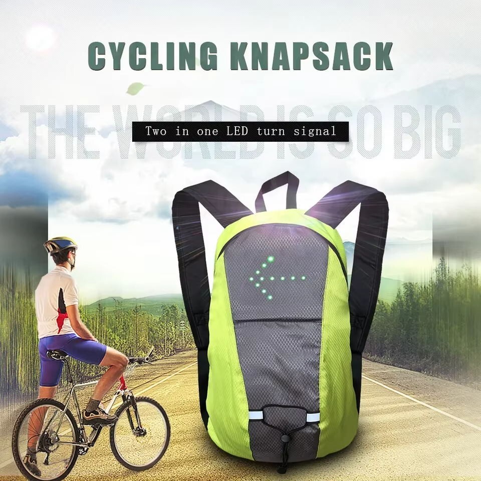 15L Bicycle Backpack with LED Indicator Light Turn Signal Safety Cycling Bag