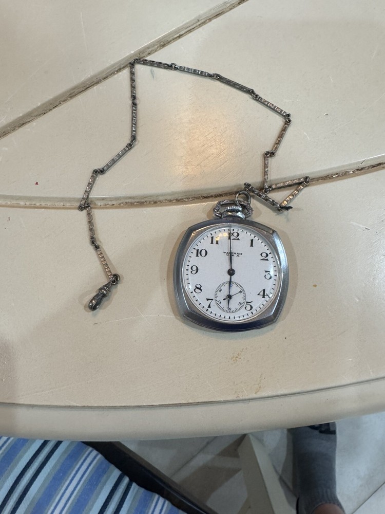 Antique Waltham Silver Square Pocket Watch in Working Condition