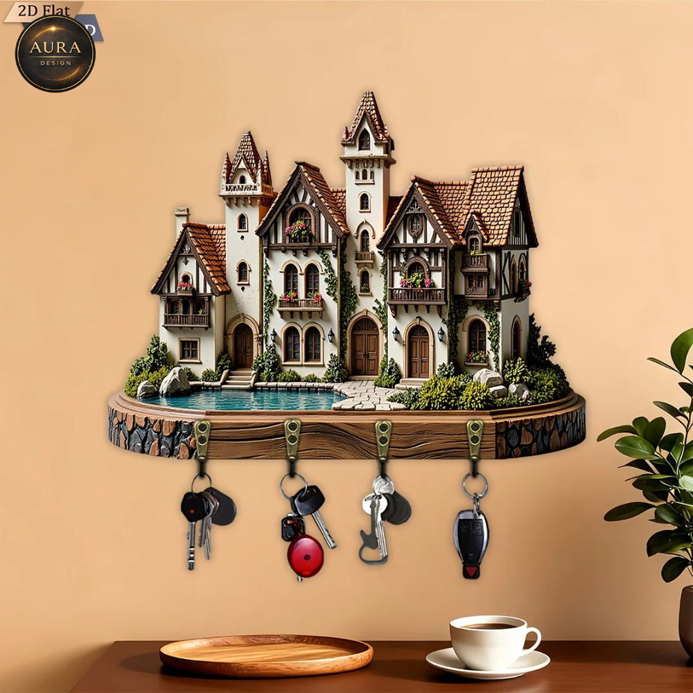 30cm Wall Keychain - Amazing Castle Organizer 2D 4 Hooks Entrance