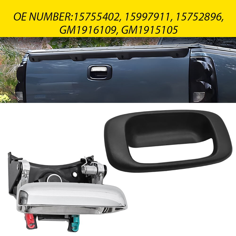 New Tailgate Handle w/ Bezel & Clips Fits 1999-2007 Chevy Silverado GMC Sierra