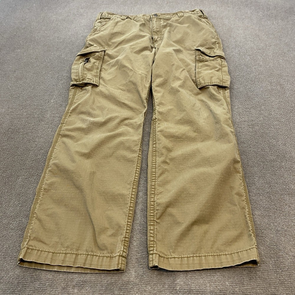 Carhartt Cargo Pants Mens 38 Fits 37x32 Tan Carpenter Workwear Rip Stop