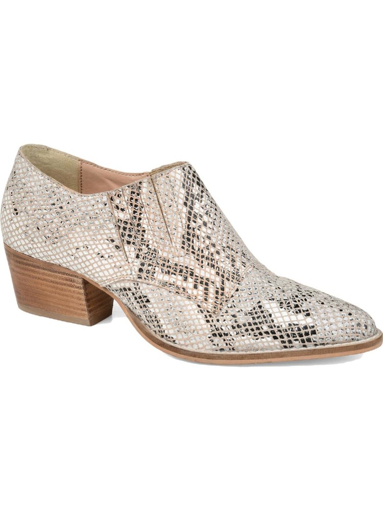 JOURNEE COLLECTION Womens Beige Snake Chunky Heel Jasmine Booties 9