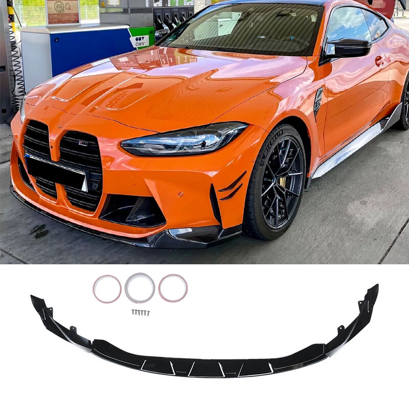 For 21-25 BMW G80 M3 G82 M4 Performance Style Gloss Black Front Bumper Lip Kit