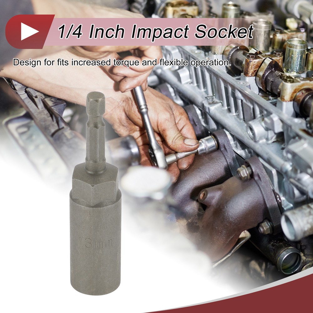 Universal Impact Socket 13mm 6 Point Chrome Vanadium Steel 1 Pcs 80mm Length