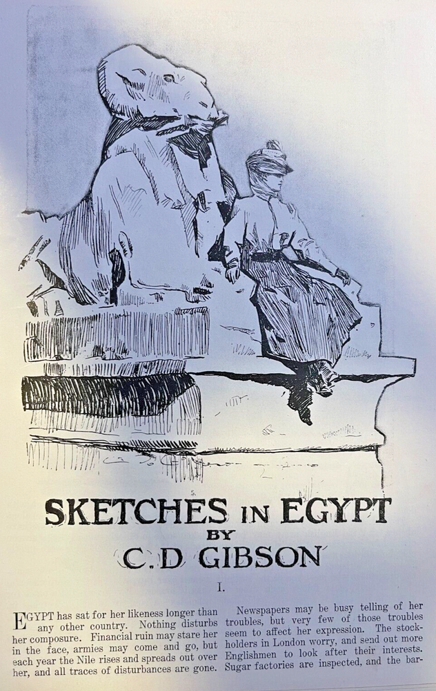 1899 Artist C. D. Gibson Sketches in Egypt Cairo Nile River illustrated