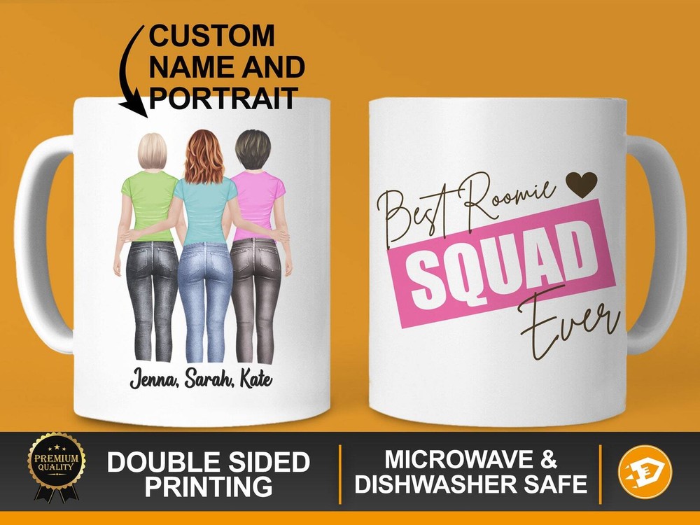 Roomie Personalization Mug Friendship Gift For 3 Women Personalized Best Roomie