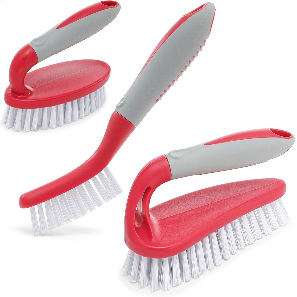 Scrub Brush Set of 3pcs - Cleaning Shower Scrubber with Ergonomic Handle and ...