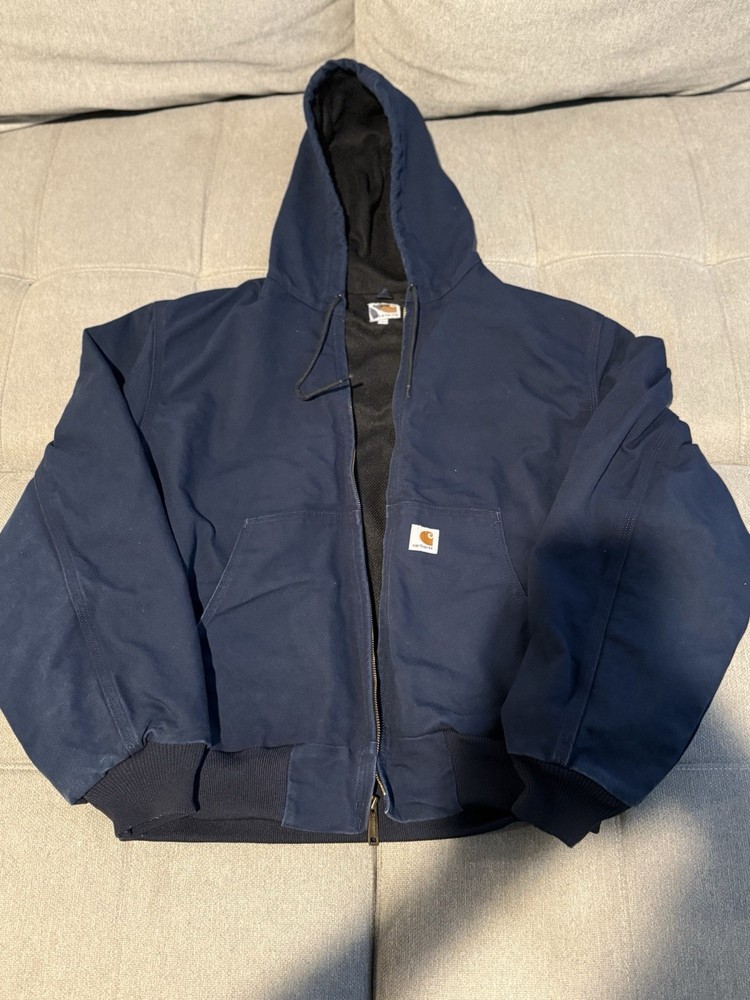 Carhartt Men's J131DNY Navy Blue Full Zip Jacket Size L Union Made USA