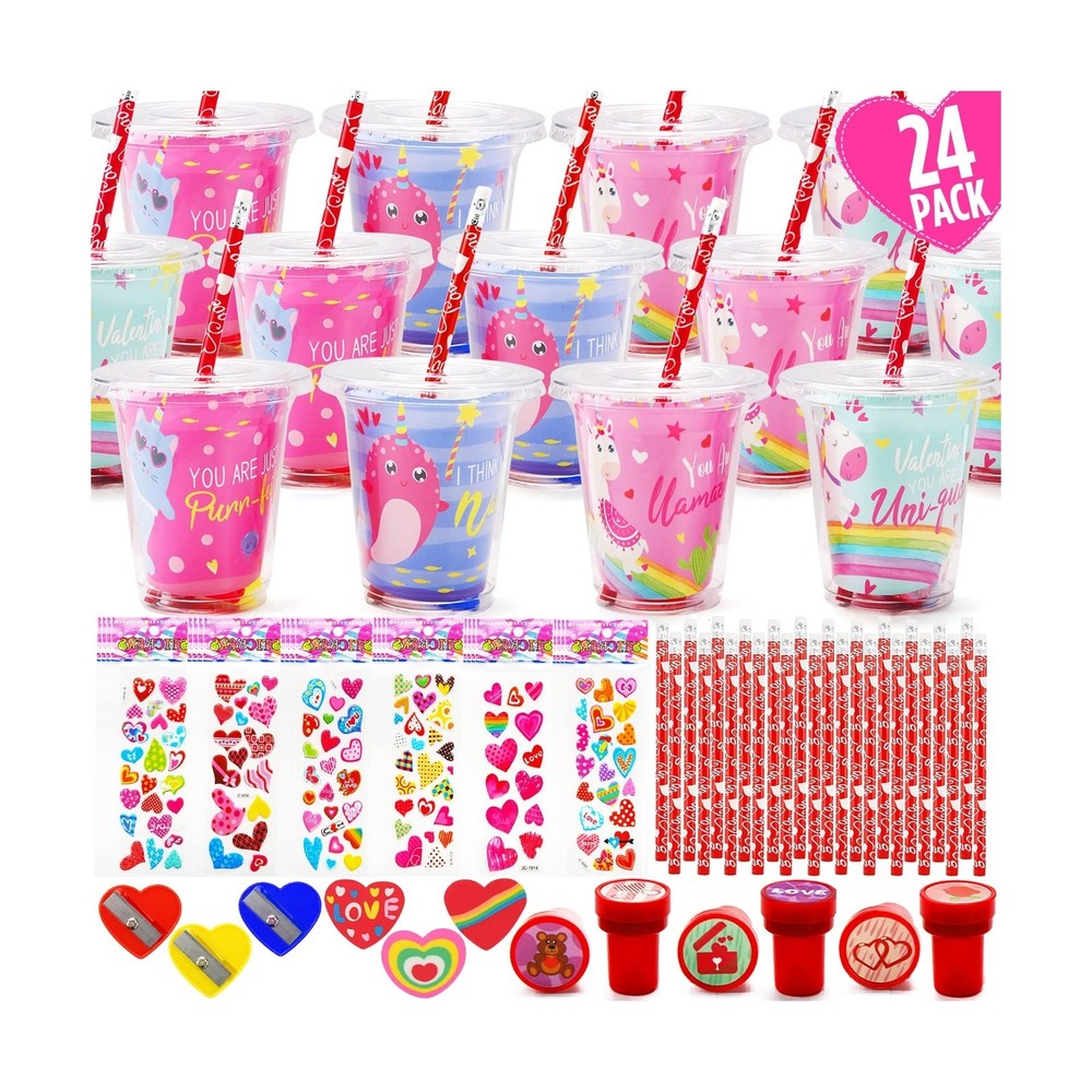 24-Pack Valentine's Day Stationery Gift Set for Kids - Fun & Colorful Cards-image