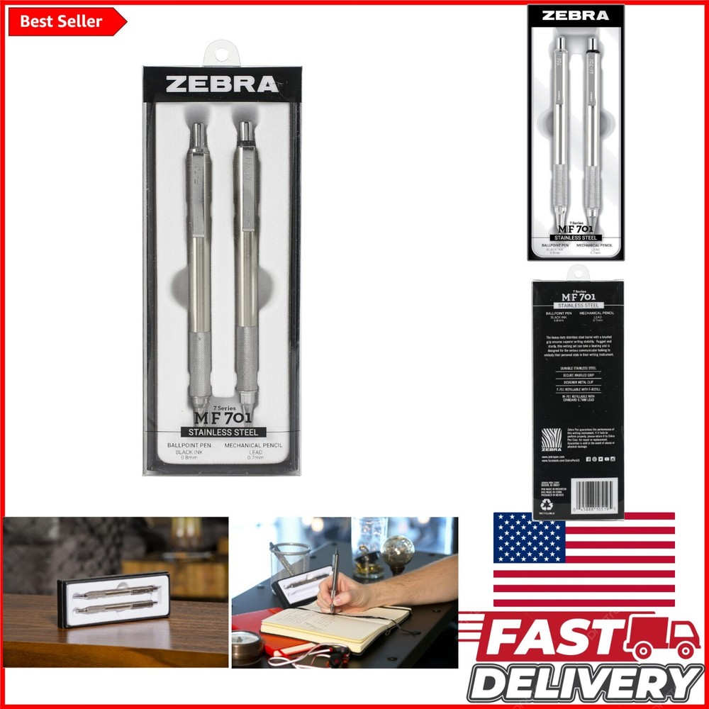 Durable Stainless Steel Mechanical Pencil & Ballpoint Pen - Ergonomic & Stylish