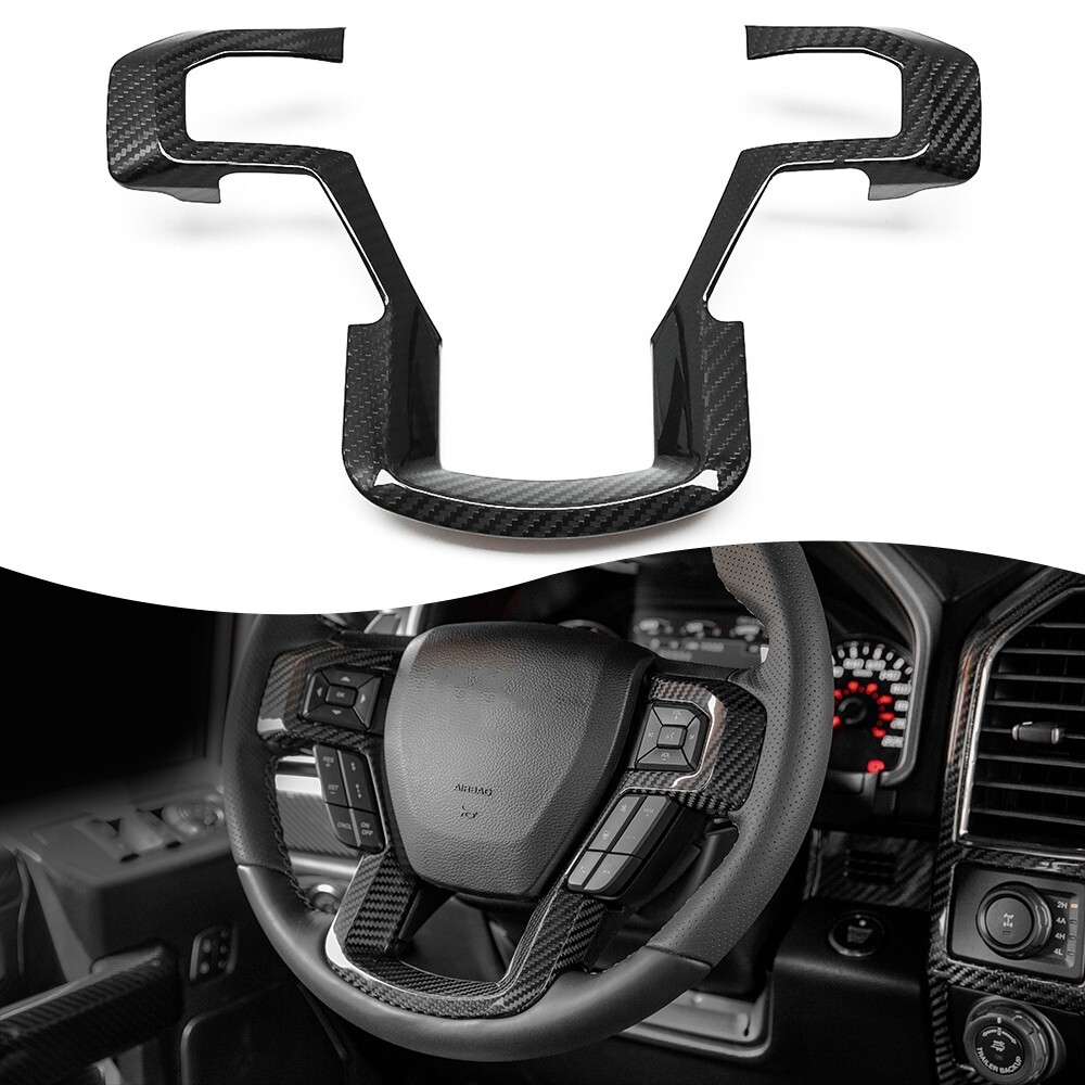 Real Carbon Steering Wheel Cover For Ford F150 F-150 F250 F350 F550 Raptor 15-20