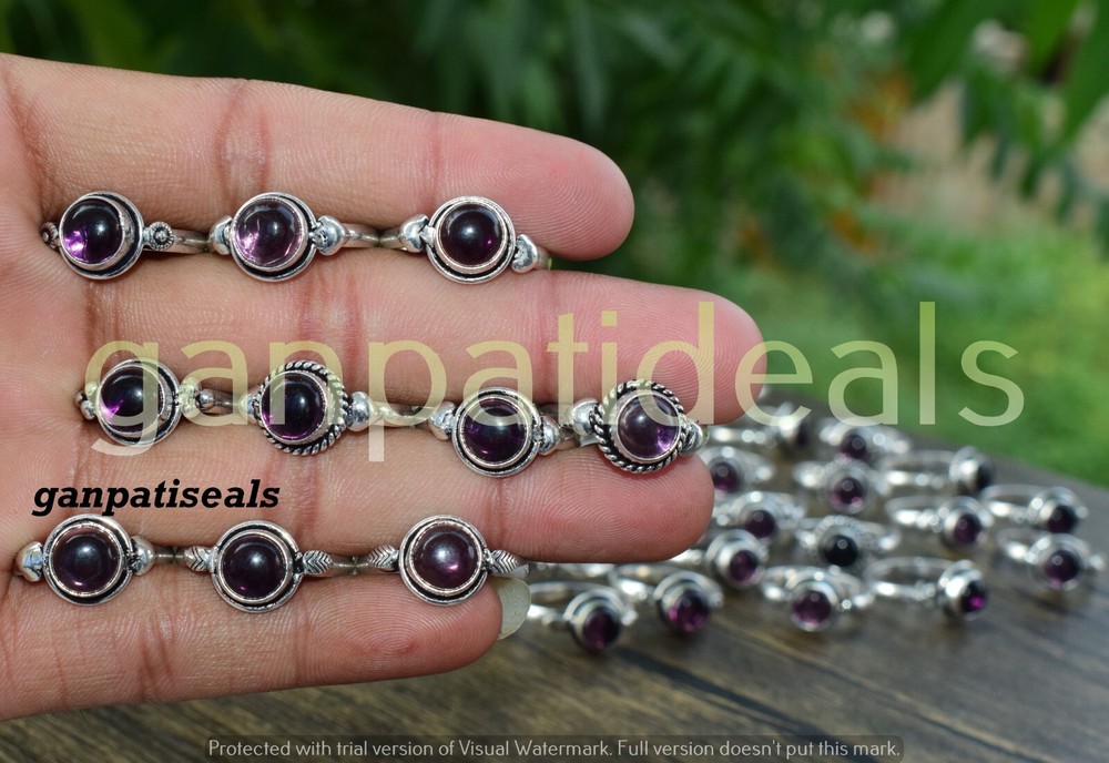 Christmas Sale ! Amethyst Gemstone Ring 10pcs Wholesale Lot 925 Silver Plated-image