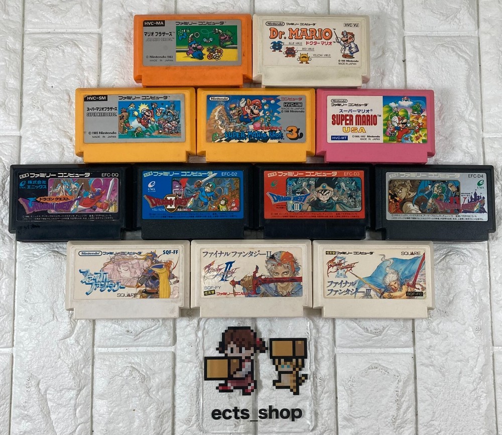 Nintendo Famicom 12-Game Bundle Mario Final Fantasy Dragon Quest Rare Classics