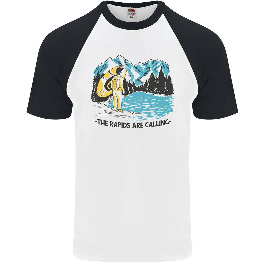 White Water Rafting Whitewater Rapids Calling Mens S/S Baseball T-Shirt