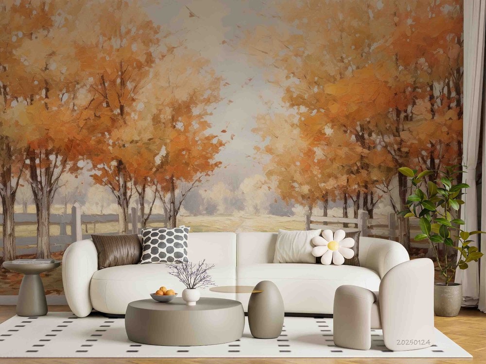 3D Autumn Woods Path Watercolor Wall Murals Wallpaper Murals Wall Sticker 4