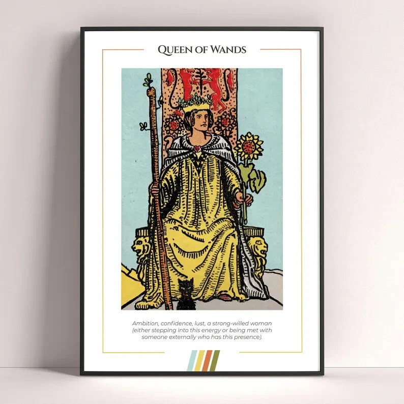 Queen of Wands Tarot Card Art Print Digital Download