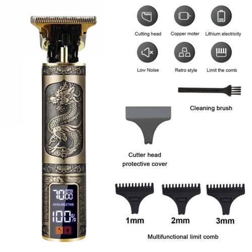 LCD Cordless Hair Clipper Beard Trimmer for Men Barber Shaving Machine