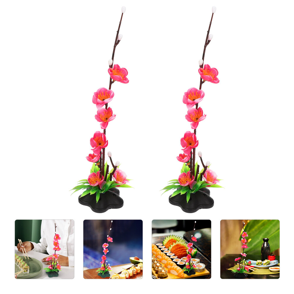 2 Pcs for Fish Aquarium Sashimi Decoration Tray Fake Blossom