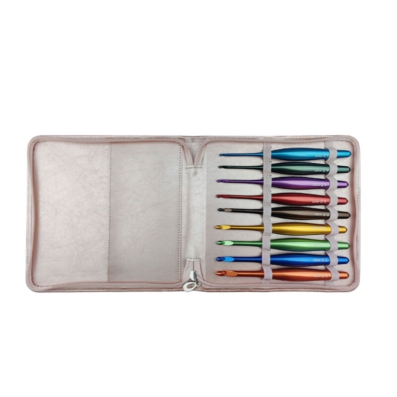 9-Piece Ergonomic Crochet Hook Set for Knitting and Crafting