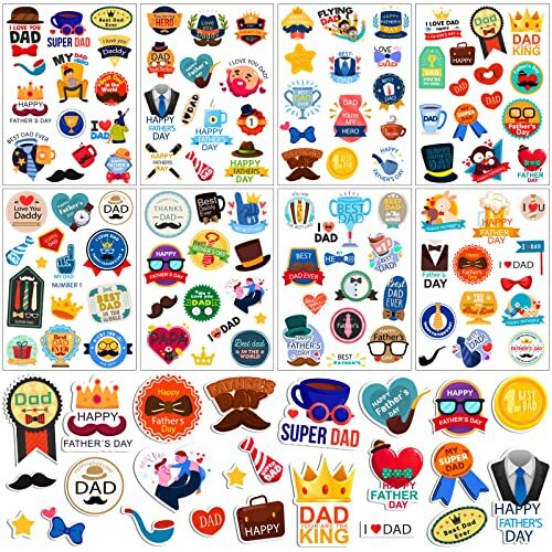 Happy Father’s Day Stickers - 16 Sheets of Cute Dad Designs for Boxes Envelopes-image