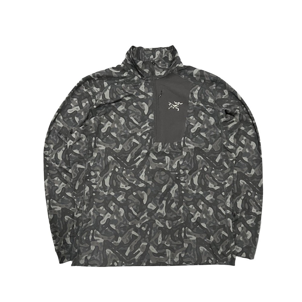 Arcteryx Rho LT Quarter Zip Jacket Black Grottoflage Men’s Size XL