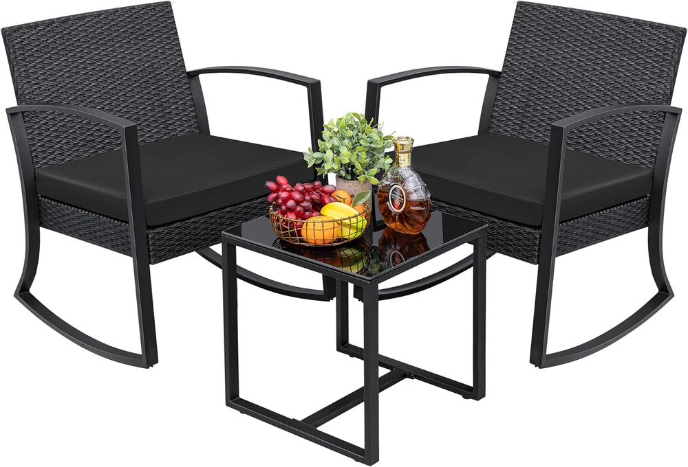 3-Piece All-Weather Rattan Patio Furniture Set for Outdoor Conversation Areas