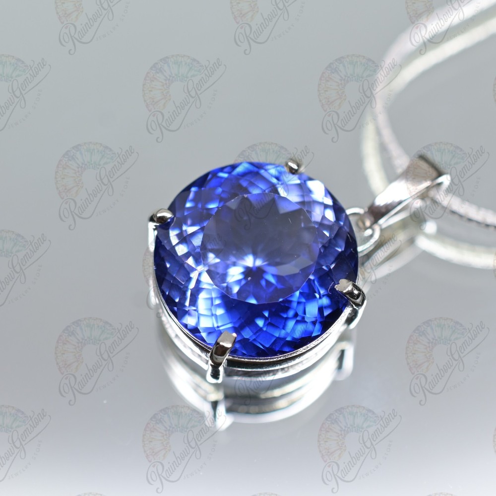 Certified Natural Blue Sapphire 42 Ct Loose Gemstone 925 Silver Pendant
