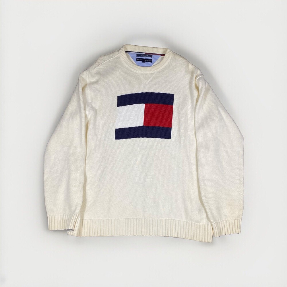 Vintage Tommy Hilfiger Men’s XL Cotton Knit Sweater with Logo  
