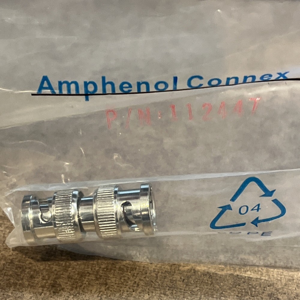 Amphenol Connex BNC to BNC straight plug adapter 50 ohm  P/N 112447