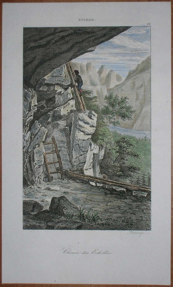 1838 print TRAIL LADDERS IN MOUNTAINS, SWITZERLAND (#35)