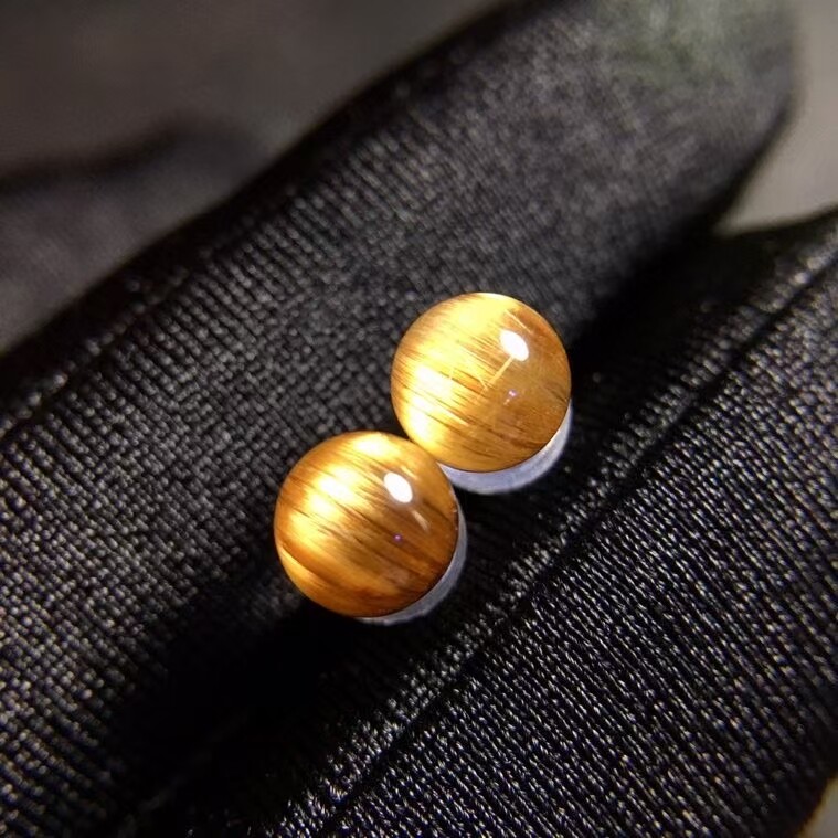 Top Natural Titanium Quartz Crystals 925ag Alloys Inlay A Pair Earrings Reiki 1g