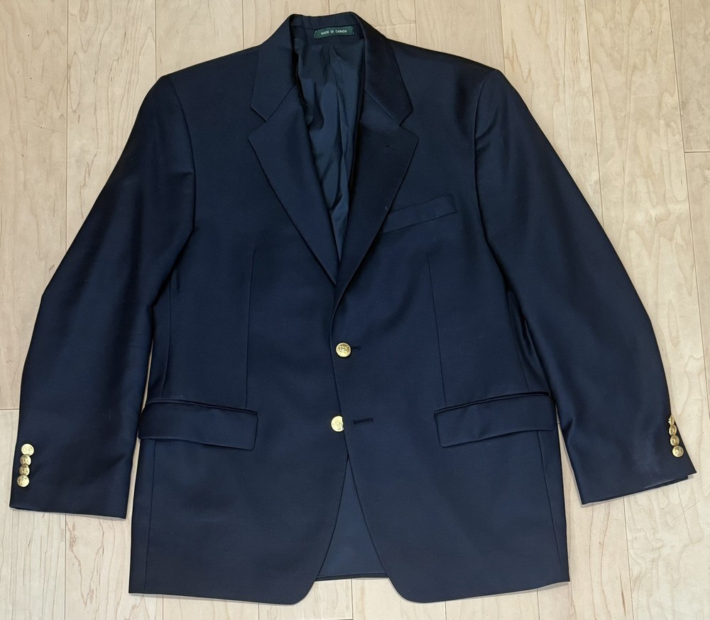Lauren Ralph Lauren Blazer Sport Coat Jacket Navy Blue Gold Button Men’s 42R*