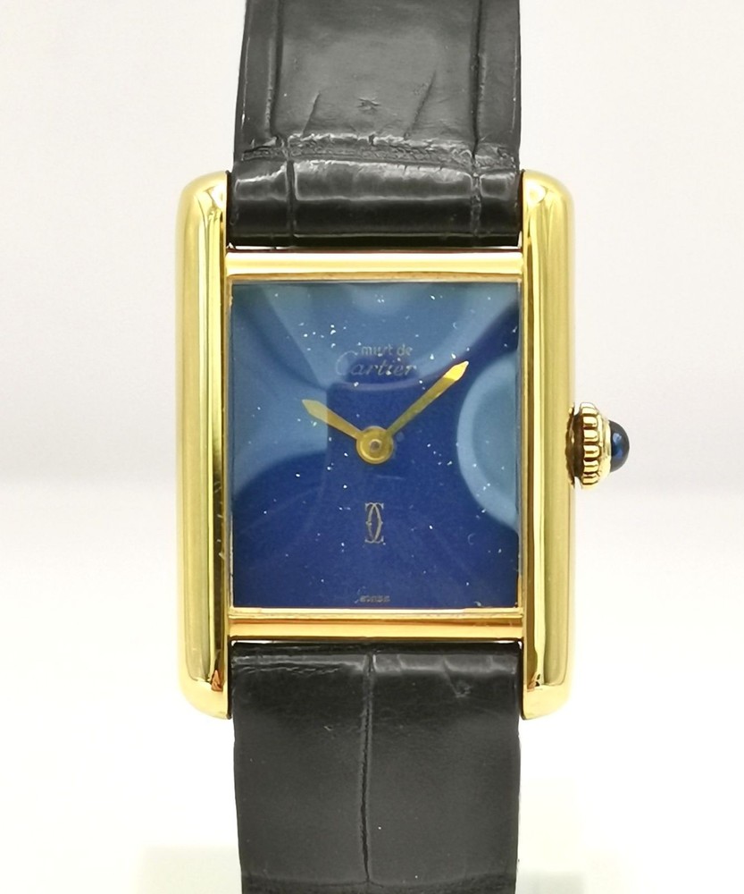 Cartier Must de Tank Vermeil 925 Silver Gold Plated 20mm Quartz Watch Fashion